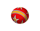 Red bouncing ball with orange star on the side